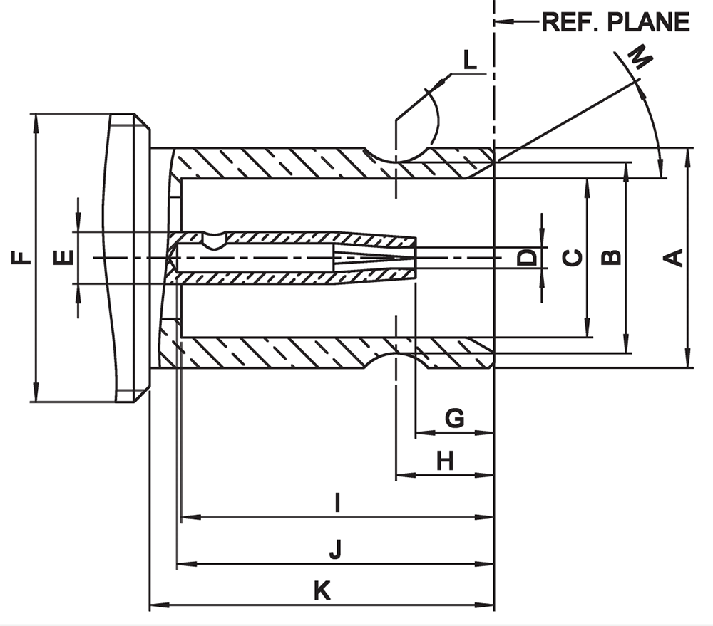 1.0/2.3 DIN RF connector female socket CAD drawing