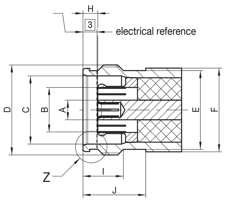 4.3-10 RF connector female socket CAD drawing