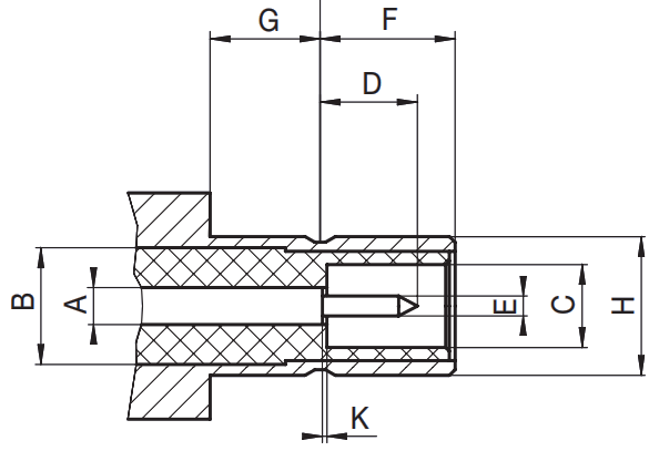 SMB male plug RF connector CAD drawing