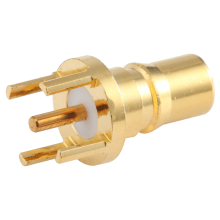 QMA female straight connector with PCB through hole mounting