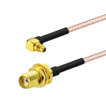 Superbat MMCX Male Right Angle to SMA Female Bulkhead RG-316 Cable Assembly